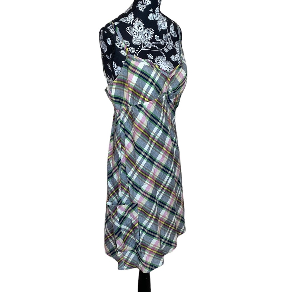 Roxy Plaid Side Pockets Sundress Size M